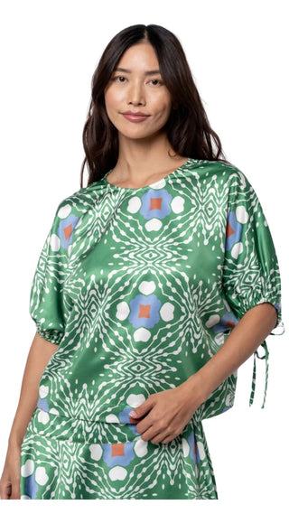 Brigette Geo Printed Blouse - Green Multi