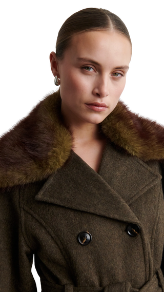 Agola Belt Jacket, Black Olive
