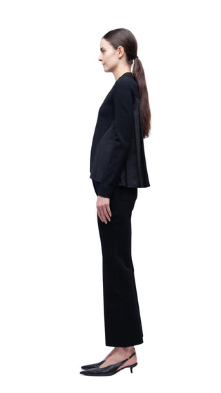 Elanore L/S Pleated Top - Black