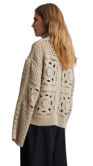 Crosette Knit Cardigan, Camel