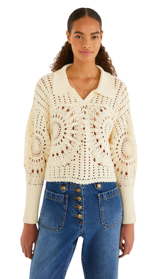 Polo Off-White Crochet Sweater, Off-White