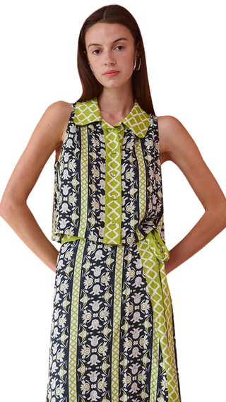 Olive Sleeveless Button Down - Fleur de Lune Black
