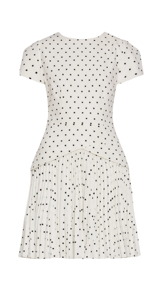 Haddy Short Sleeve Polka Dot Mini Dress, Black/White