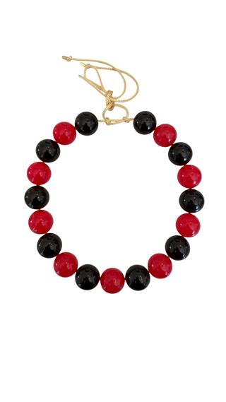 Chunky Beaded Necklace - Jelly Red & Black