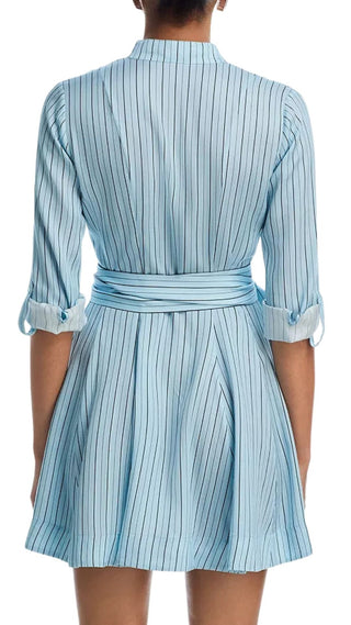 Lucy Roll Cuff Mini Dress - Fiorenza Stripe