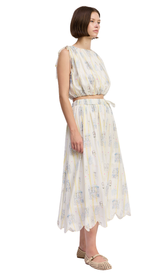 Barlet Cropped Top - White Yellow Blue