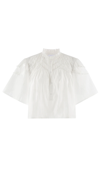 The Hayden Shirt, White Ruffle