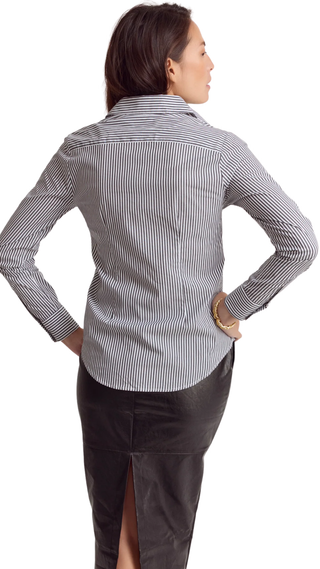 The Icon Shirt In Stripe, Gunmetal/White Stripe