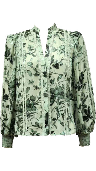 Arlette Collared Blouse - Mystic Garden Sage