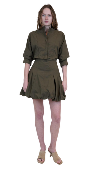 Effie Bubble Mini Dress - Faded Olive
