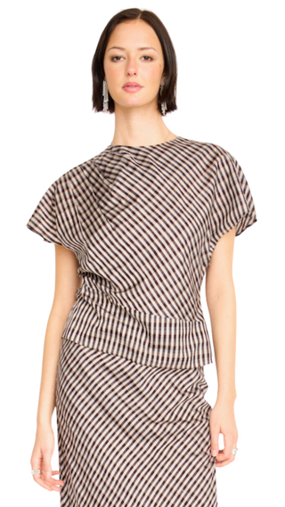 Marais Silk Top, Shadowline Plaid