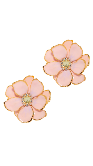 The Pink Reef Large Jewel Box Floral Earrings - Pink