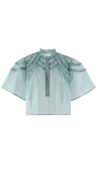 The Hayden Shirt - Sea Glass Ruffle