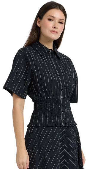 Tricia Peplum Shirt, Black Ivory