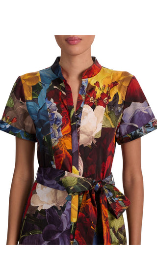 Lucy Roll Sleeve  Midi Shirt Dress- Flourish