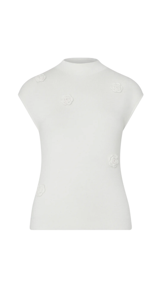 Kat Knit Floral Top, Ecru