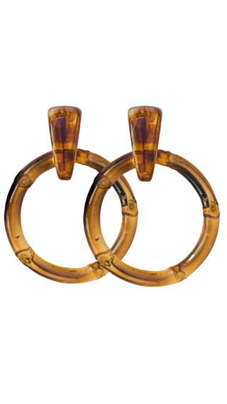 Dark Brown Bamboo Drop Earrings