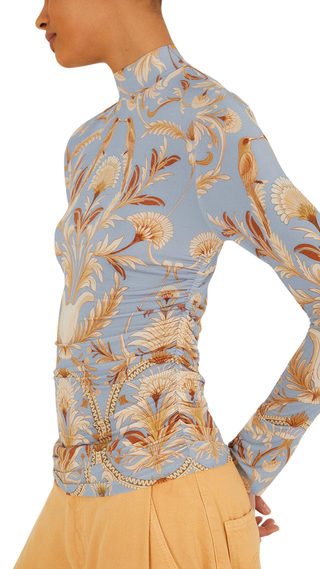 Blooming Garden Light Blue Jersey Blouse