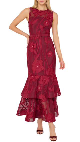Anna Grand Fleur Dress - Burgundy