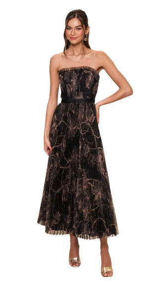 Bromley Gown - Black/Apricot Two Tone Vining Buds