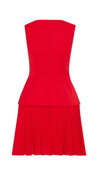Haddy Pleated Mini Dress - Red