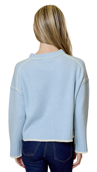 Long Sleeve Crew Neck Sweater, Blue Echo Combo