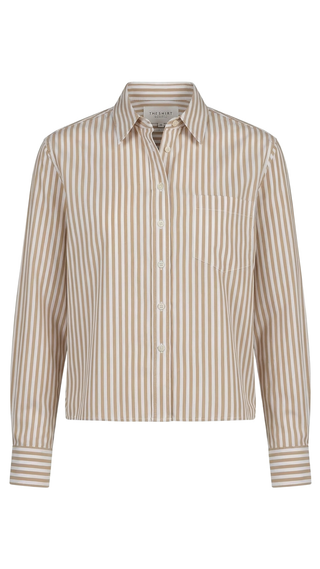 The Ls Boxy Crop, Taupe/White Stripe