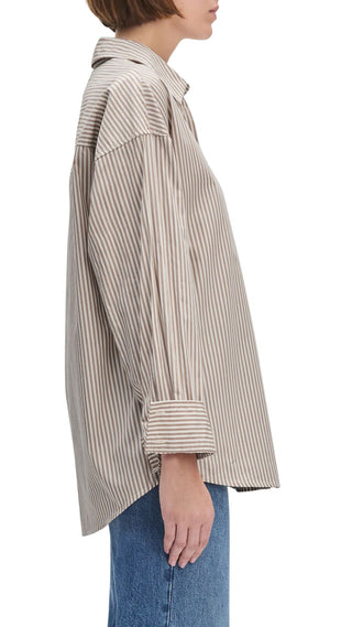 The Beau Shirt - Mocha Stripe