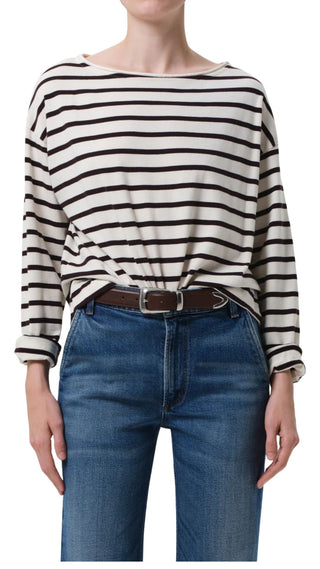 Boatneck Long Sleeve - Chocolate Stripe