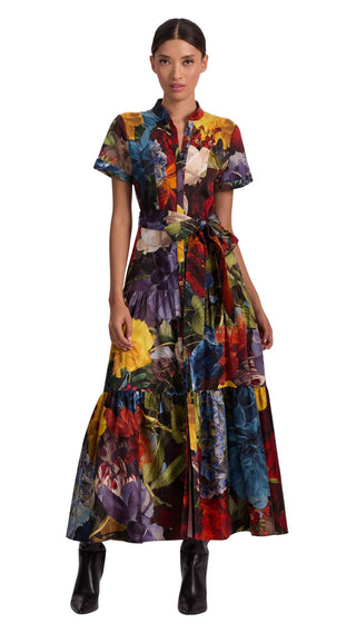 Lucy Roll Sleeve  Midi Shirt Dress- Flourish