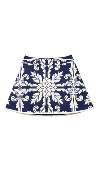 Park Quilted Mini Skirt - Navy Applique