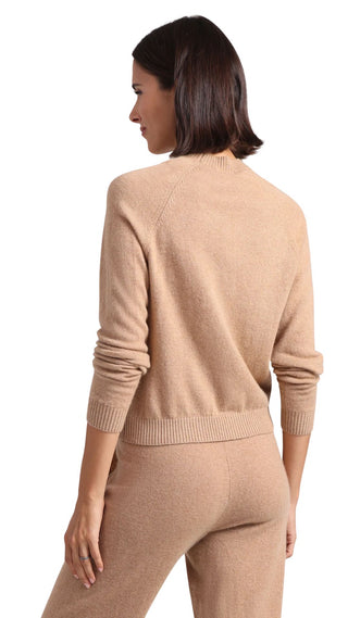 Cashmere 9gg Long Sleeve Shrunken Crew - Camel