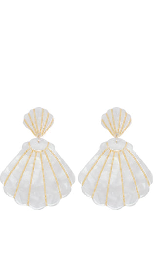 White Tortoise Statement Shell Earrings