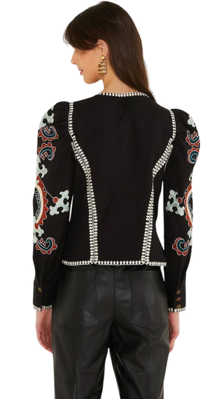 Fantasy Multicolor Long Sleeve Top, Black
