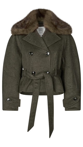 Agola Belt Jacket, Black Olive