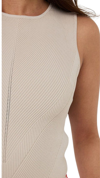 Camisole R-Neck V Pattern - Light Sand