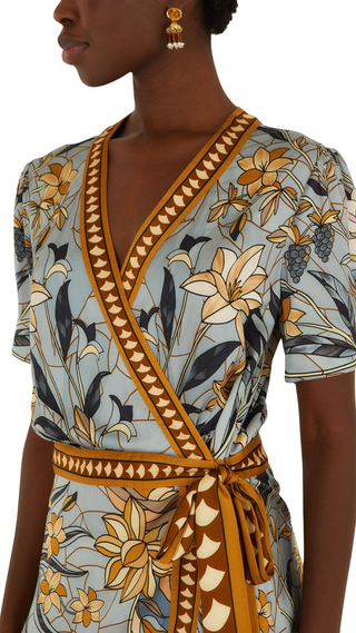 Stained Glass Beauty Wrap Mini Dress, Stained Glass Beauty Soft Blue