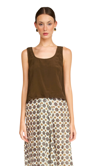 Loreto Silk Tank - Chocolate