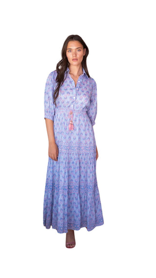 Blair Maxi - Light Blue Pink Print