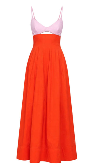 Maddy Cotton Midi Dress - Lobster Multi