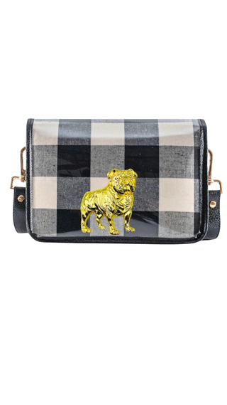 Black and White Buffalo Check Clear Stadium Bag with Bulldog