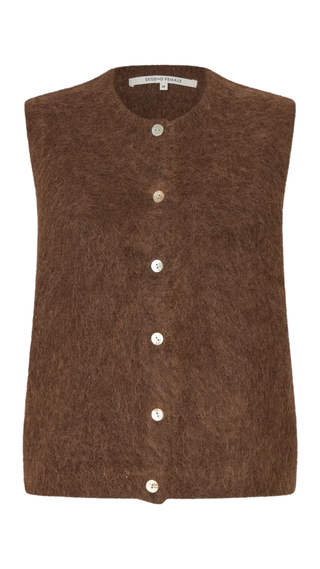 Brook Knit Button Vest, Carafe