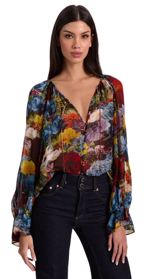 Josephine Split Neck Balloon Sleeve Blouse