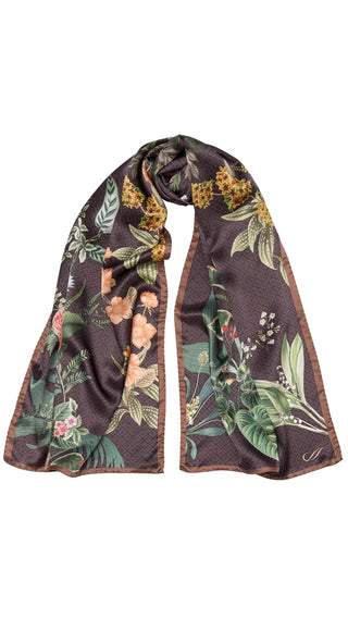 Sara Long Satin Silk Scarf - Chocolate