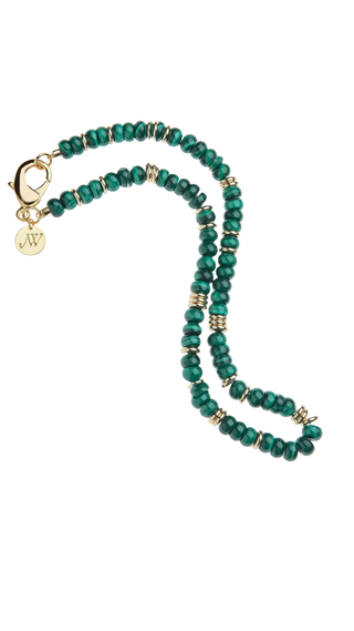 Gumdrop Beaded Necklace in Malachite - 16"