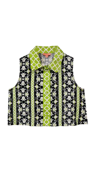 Olive Sleeveless Button Down - Fleur de Lune Black