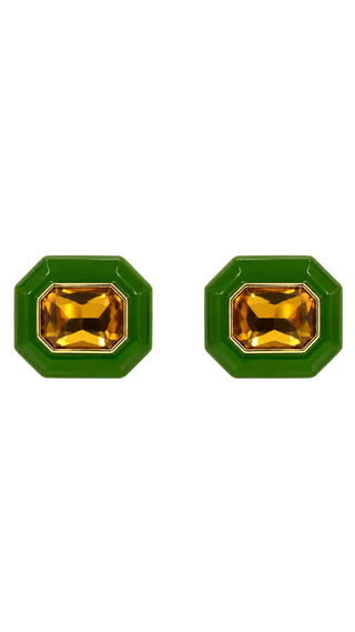 Lena Olive Resin Octagon Earrings