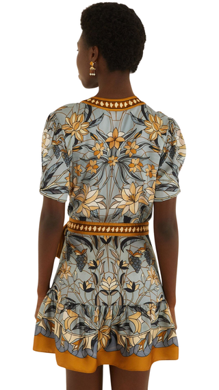 Stained Glass Beauty Wrap Mini Dress, Stained Glass Beauty Soft Blue