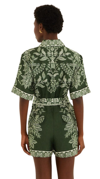 Miranda Dark Green Short Sleeve Romper