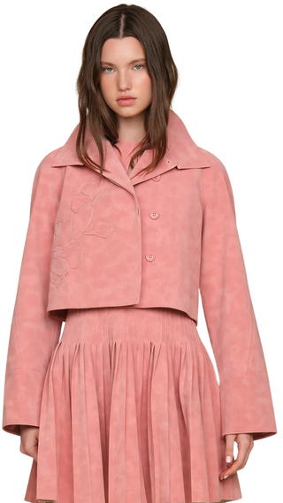 Kaia Embroidered Suede Jacket, Monarch Wing